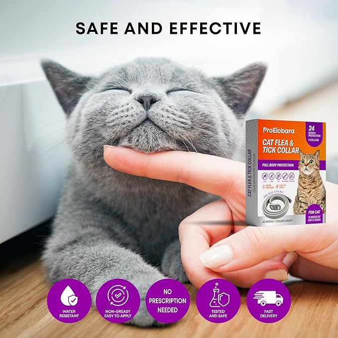 Flea and Tick Prevention Collars for Cats: Effective Pet Flea & Tick Treatment for Cats - Waterproof Adjustable Flea Tick Collars for Large & Small Cat, Outdoor Fleas Ticks Control for Kittens 4 Pack-Mewly Pet