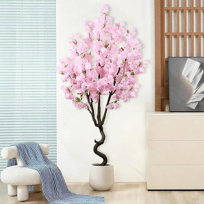 7FT Artificial Cherry Blossom Tree Beautiful Sakura Flower Tree Indoor Faux Pink Tree for Home Office Decor