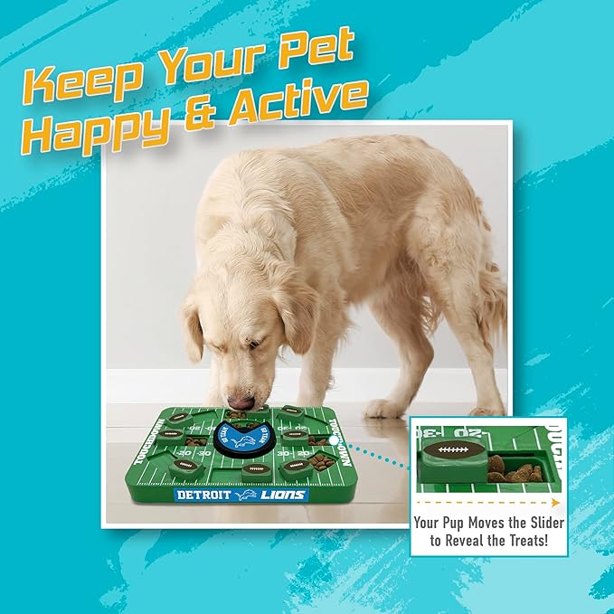 Pets First NFL Detroit Lions Large Puzzle Toy, Dog Puzzle Treat Toy, New Large Size, Interactive Dog Treat Toy, Dog Slow Feeding Toy-Mewly Pet