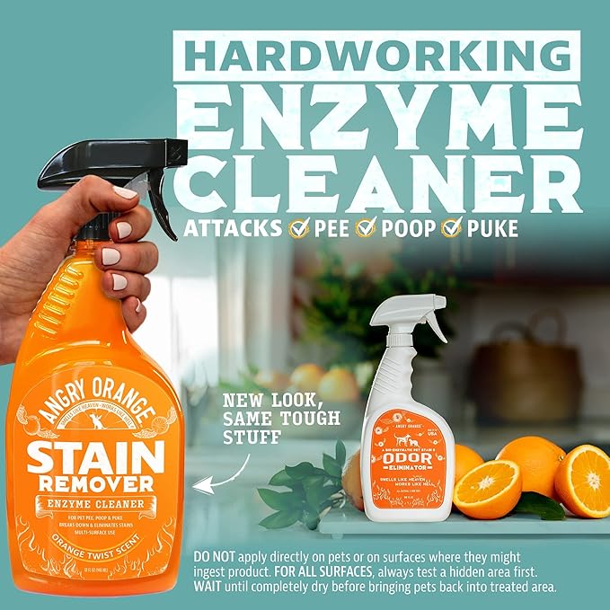 Angry Orange Stain Remover - 32oz Enzyme Pet Cleaner - Dog & Cat Urine Destroyer and Stain Remover - Citrus Spray Cleaning Solution - Puppy Supplies-Mewly Pet