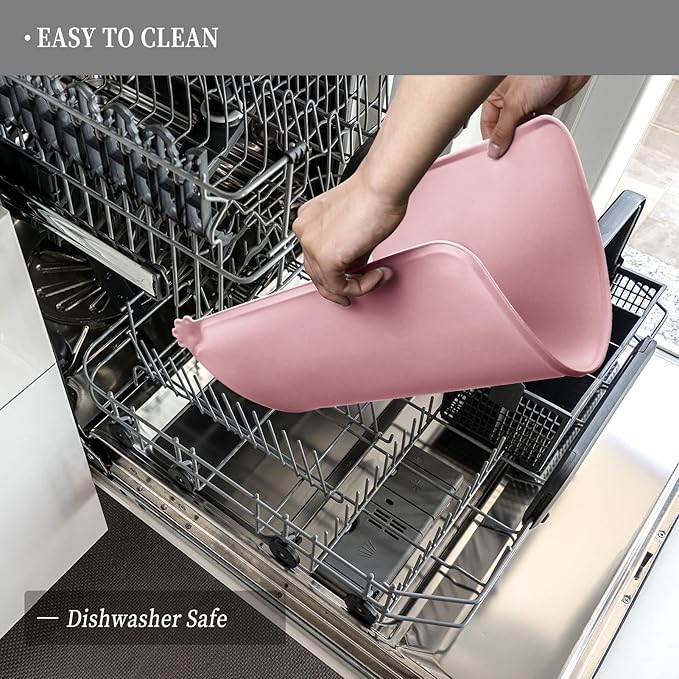 Waterproof Pet Feeding Mat with High Raised Edges, Heavier and Thicker Placemats for Cat Dog Water Bowl with BPA Free, Dogs Cats Food Mats for Messy Drinkers to Prevent Spill and Protect Floors-Mewly Pet