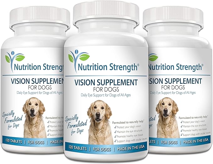 Eye Care for Dogs Daily Vision Supplement with Lutein, Zeaxanthin, Astaxanthin, CoQ10, Bilberry Antioxidants, Vitamin C, Vitamin E Support for Dog Eye Problems, 120 Chewable Tablets-Mewly Pet