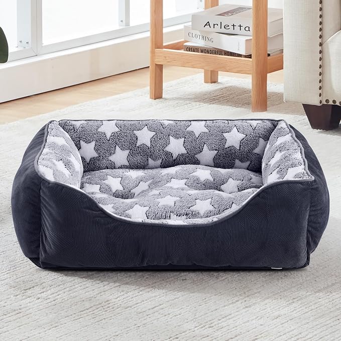 GASUR Rectangle Dog Bed for Large Dogs - Orthopedic, Durable and Anti-Slip. Cozy and Soft, Perfect for Sleeping. Warming Effect for Puppies. (M (30"x24"x9"), Black)-Mewly Pet