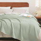 PHF 100% Cotton Waffle Weave Blanket Queen Size for Bed,Snag Proof Lightweight Breathable Moisture-Wicking Throw for Couch,Great for Layering in Cold Weather,Machine Washable, Home Decor-Sage Green