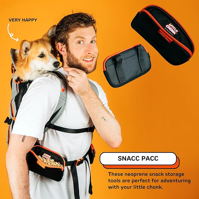 The Snacc Pacc Pouches by Little Chonk | Compatible with The Maxine One Medium Backpack Only | Two Neoprene Storage Compartments with Hip Belt Attachment-Mewly Pet