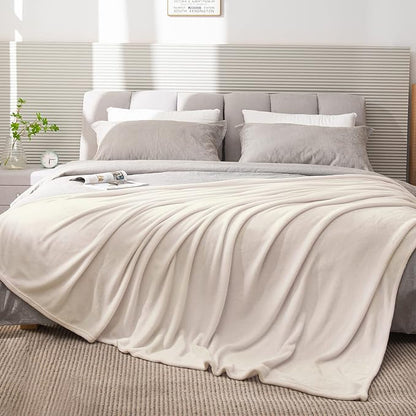 BEDELITE Fleece Blanket King Size Blankets for Bed, Luxury Plush Cozy Fuzzy Blanket 108x90 inches, Super Soft Warm Lightweight Throw Blanket All Seasons Suitable, Beige
