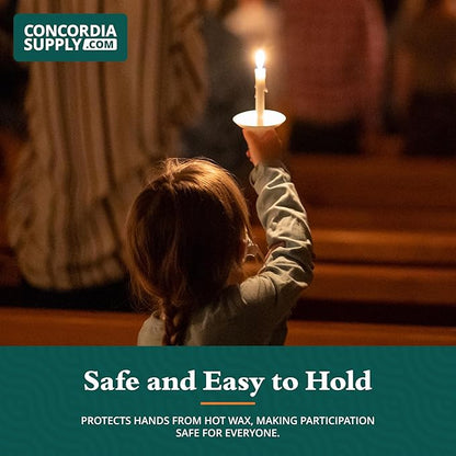 Concordia Supply Candlelight Service Reusable Plastic Candle Holders for Candlesticks - 50 Pcs. Protector for Church Vigils, Memorial, Congregational, & Christmas Eve Candles