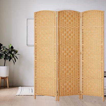 Rose Home Fashion 6 ft Tall Room Divider, Room Dividers and Folding Privacy Screens, 15.7in Privacy Screen 3 Panel Partition Temporary Wall Separation for Private, Light Beige