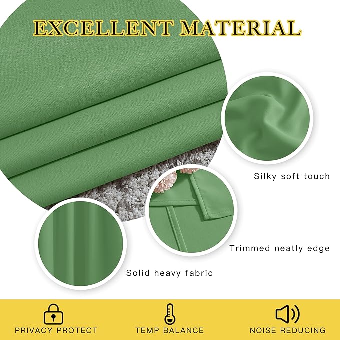 NICETOWN Room Darkening Curtains for Room Divider, Grommet Thermal Curtains Light & Sound Reducing Window Treatments for Sliding Glass Door, W66 x L110, Forest Green, 2 Panels