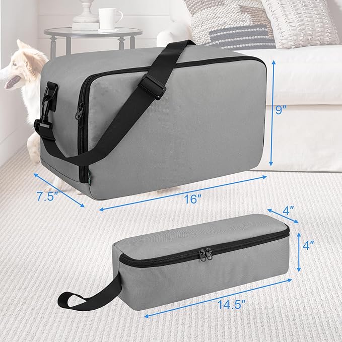 Beautyflier Pet Grooming Supplies Organizer, Protective Tote Bag Case for Pet Grooming Kit & Vacuum Suction Dogs Cats Hair, Travel Pouch Bag for Pet Dog Grooming Vacuum Kit, Bag Only (Gray)-Mewly Pet