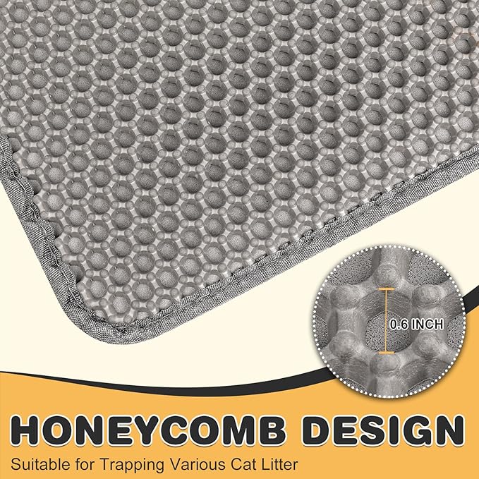 Cat Litter Mat Double Layer Waterproof Urine Proof Trapping Mat 1 Pack (Gray, 30x24 Inch)-Mewly Pet
