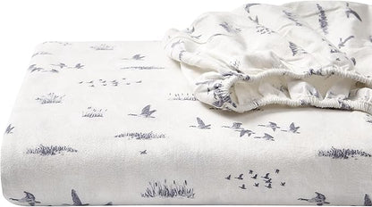 Eddie Bauer - Queen Sheet Set, Warm Breathable Cotton Flannel Bedding with Deep Pockets, Brushed for Extra Softness, Cozy Home Decor, Oeko-Tex Certified (Geese Meadow, Queen)