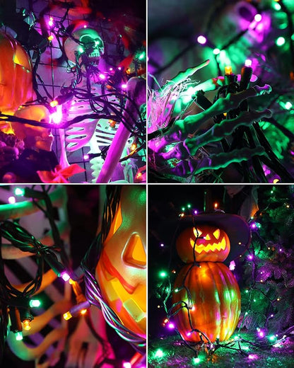 Brizled Purple Orange Green Halloween Lights, 33ft 100 LED 5MM Wide Angle Halloween String Lights, 120V UL Certified Connectable Mini Light Set for Indoor Outdoor Home Garden Patio Yard Party Decor