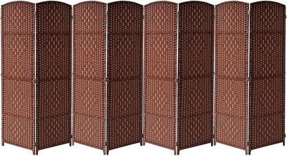 Sorbus Room Divider 6 ft. Tall - Privacy, Wide Double Hinged Panels, Mesh Hand-Woven Design, Folding Screens, Wall Divider for Room Separation, Brown Rust Wicker, 8 Panel