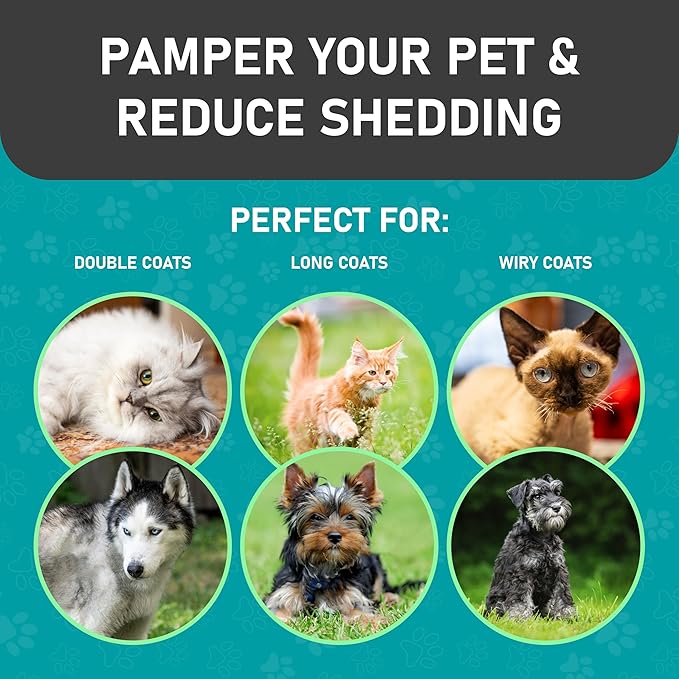 Maxpower Planet Pet Grooming Brush - Double Sided Shedding and Dematting Undercoat Rake Comb for Dogs and Cats,Extra Wide (C2 - Brush & Comb, Large)-Mewly Pet