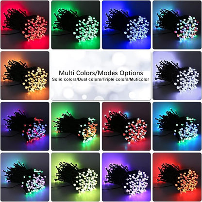 Brizled Color Changing Christmas Lights, 33ft 100 LED RGB Light String with Remote, Dimmable Mini Light String, USB Indoor Decorative Lighting Party Xmas Tree Wreath Year-Round Holiday