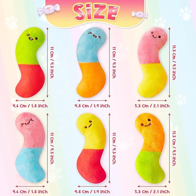 L1rabe Worm Candy Catnip Stuffed Toys - 6P Colorful Worm Organic Cat Toys Funny Indoor Chew Bite Kick Tools, Interactive Pet Supplies Cat Lovers Kittens Birthday Presents Pet Christmas New Year Gifts-Mewly Pet
