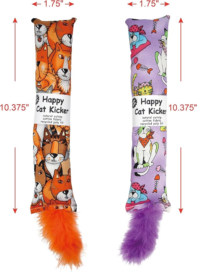 2 Pack Natural Interactive Catnip Cat Kicker with Feathers, Bite Resistant Chew Toy, Crinkle Kicker, Accessories for Indoor Cat-Mewly Pet