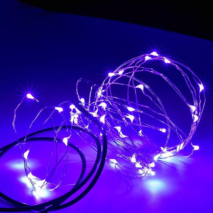 Karlling USB Plug in LED Fairy Lights,50 LED Bulbs 16 Ft Silver Wire Starry String Lights for Bedroom Patio Garden Party Wedding Commercial Lighting (Purple)