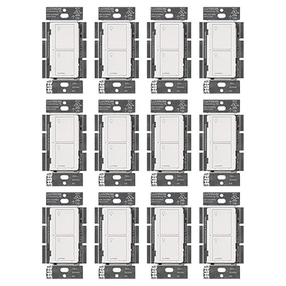 Lutron Caseta Original Smart Light Switch (Lutron Smart Hub Required), for Home, LED Lights, and Fans, 6 Amp, Single-Pole/3-Way, Neutral Required, PD-6ANS-WH-12-Pack, White, 12 Pack