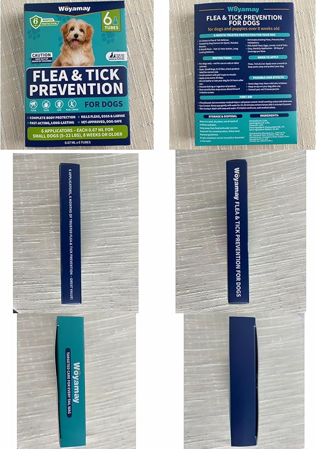 Flea and Tick Prevention for Small Dogs, 6-Month Supply Dog Flea and Tick Treatment Drops, Topical Fast-Acting Dog Flea Treatment for Small Dogs Up to 5 to 22 lbs-Mewly Pet
