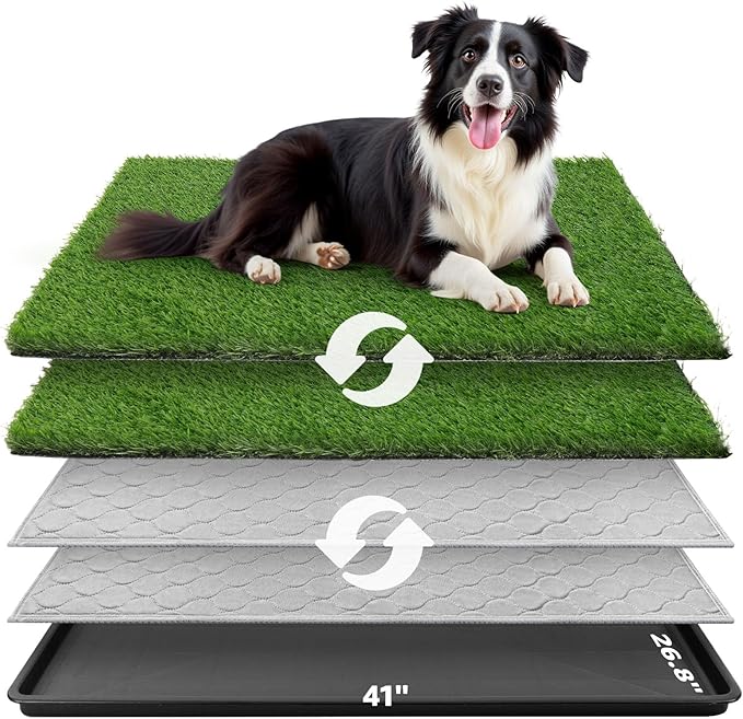 Dog Grass Large Potty Patch, Dog Litter Boxes Artificial Grass Bathroom Turf for Pet Training, Washable Puppy Pee Pad, Perfect Indoor/Outdoor Portable Potty Pet Loo-Mewly Pet