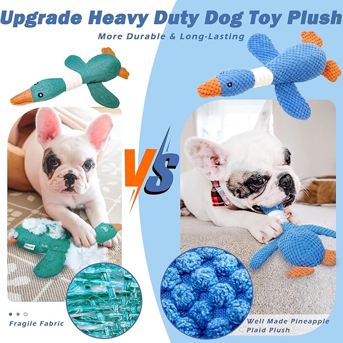 Vitscan 2 Pack Goose Tough Dog Toys for Aggressive Chewers, Durable Squeaky Dog Chew Toys for Small Medium Large Dogs, Plush Interactive Indestructible Dog Toys to Keep Them Busy, Duck Puppy Pet Toy-Mewly Pet