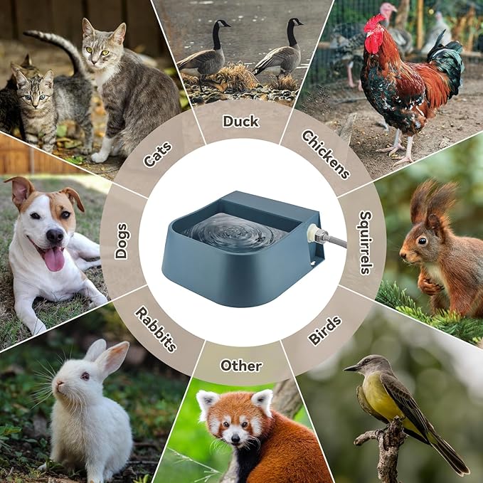 NAMSAN Automatic Dog Water Dispenser with Float Valve, 3/4'' Anti-Bite Metal Pipe, Outdoor Automatic Water Dispenser for Cats Chicken Animals, Goat Waterer, Livestock Water Trough-Mewly Pet