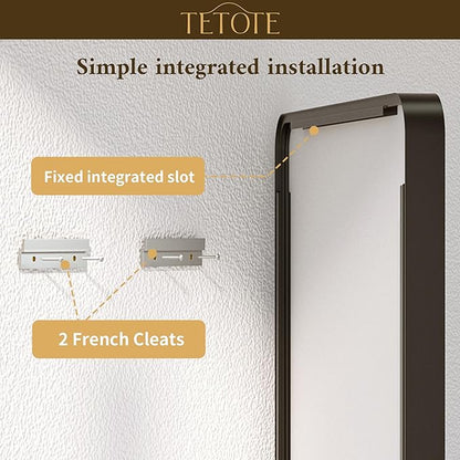 TETOTE 60 x 36 Black Mirror for Bathroom Large Black Framed Mirror for Bathroom, Tempered Glass, Wall Mounted, Entryway, Bedroom, Living Room(Horizontal/Vertical)