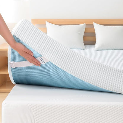 Subrtex 4 Inch Gel-Infused Memory Foam Mattress Topper,High Density Breathable Bed Topper Rayon Made from Bamboo Cover CertiPUR-US Certified, Queen, Topper with Cover