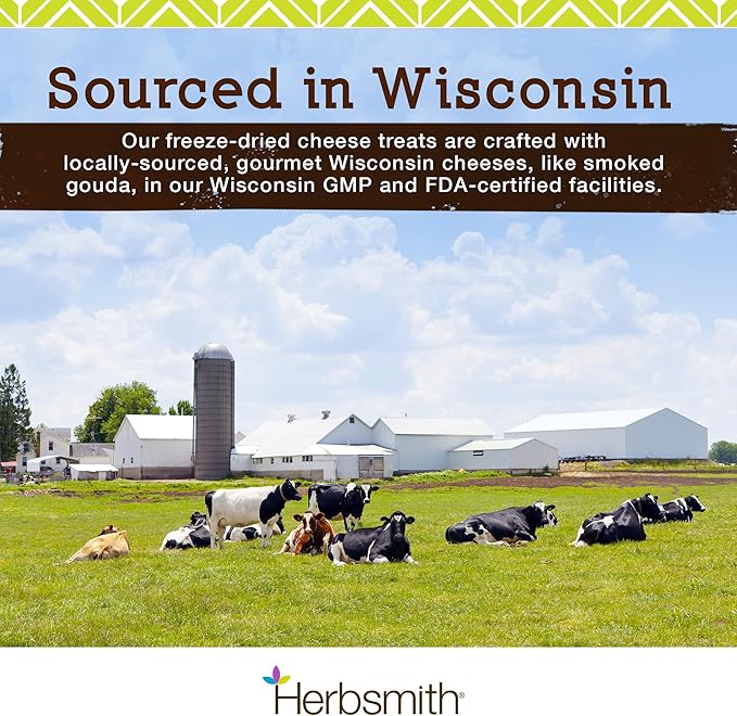 Herbsmith Smiling Dog Kibble Seasoning – Freeze Dried Cheese Food Topper - Premium White Cheddar – All Natural, Human-Grade Topper for Dogs 6.2 oz-Mewly Pet