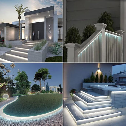 SURNIE LED Rope Lights Outdoor Waterproof: 150FT LED Rope Lighting Dimmable - 110V 6500K Daylight White String Light Tube Cuttable Connectable for Garden Patio Party Indoor Decoration, Not Flat Strip