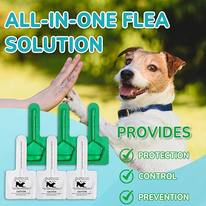 Flea and Tick Prevention for Small Dogs, 6-Month Supply Dog Flea and Tick Treatment Drops, Topical Fast-Acting Dog Flea Treatment for Small Dogs Up to 5 to 22 lbs-Mewly Pet