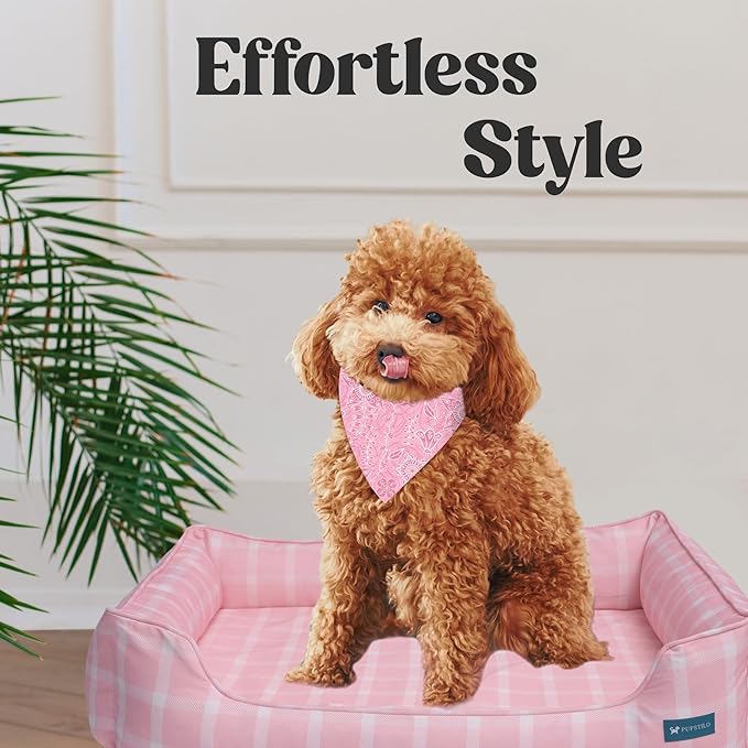 Orthopedic Bolster Dog Bed – CertiPUR-US Foam, Recycled Polyester Canvas, Washable Cover, Anti-Slip Bottom, Small, Light Blue Check – Stylish Designer Dog Sofa-Mewly Pet