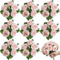 Artificial Roses Bouquets - 8 Bundles Fake Silk Flowers Realistic Faux Florals Bulk for Wedding Bridal Party Baby Shower Event Home Arrangements Centerpieces Decorations (Pink)