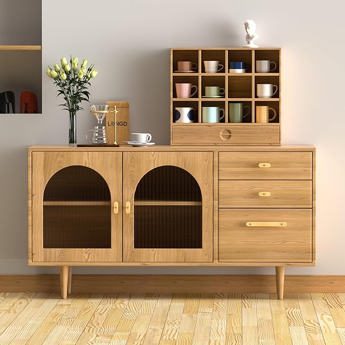Wooden Drawer Pulls,6-Pack Beech Wood Drawer Handles 6.3in,Suitable for Kitchen, Living Room, Bedroom, Bathroom and Other Scenes,Gold