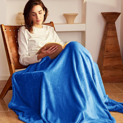 Exclusivo Mezcla Fleece Blanket Twin Size for Bed, Super Soft and Warm, All Season Use, Cozy, Plush, Lightweight, 90x66 Inches, Cobalt Blue