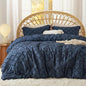 Bedsure Twin Comforter Set - Navy Blue Comforter, Boho Tufted Shabby Chic Bedding for Kids, 2 Pieces Vintage Farmhouse Bed Set for All Seasons, Fluffy Soft Bedding with 1 Pillow Sham