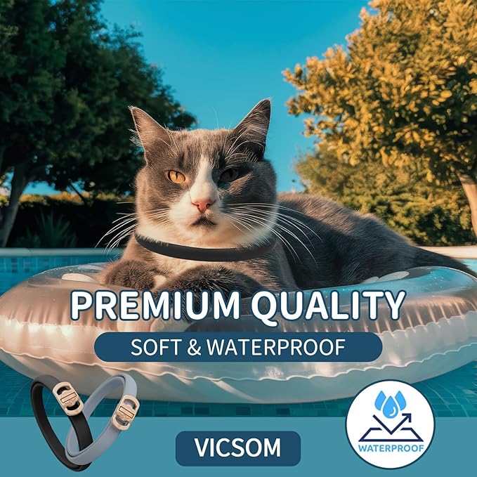 Flea and Tick Collar for Cats - 4 Pack, 32 Month Protection Treatment, Waterproof, Natural Prevention, Adjustable for Cats & Kittens (Black Grey)-Mewly Pet