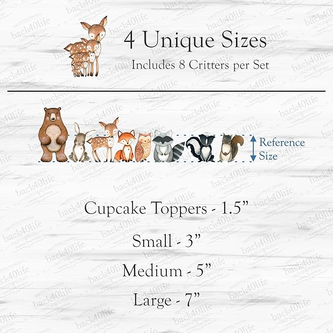 Back40Life Forest Critters Painted Wooden Animal Cutout Shapes (Medium (Bundle of 8))