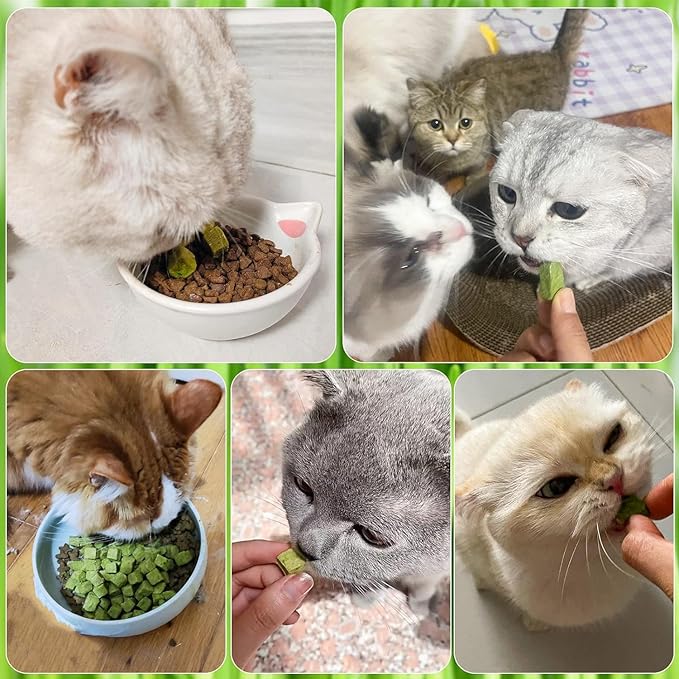 HavenJanny 60g Cat Grass Treats for Cats, Freezed Drying Cat Grass Teething Stick Snacks for Kitty, Edible Cats Chew Toys for Teeth Cleaning and Hairball Removal-Mewly Pet