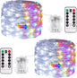 JMEXSUSS 2 Pack Color Changing Fairy Lights Battery Operated, Total 200 LED 66ft Color Changing Christmas Lights with Remote, 8 Modes Twinkle String Lights for Bedroom Decor, Cool White & Multicolor