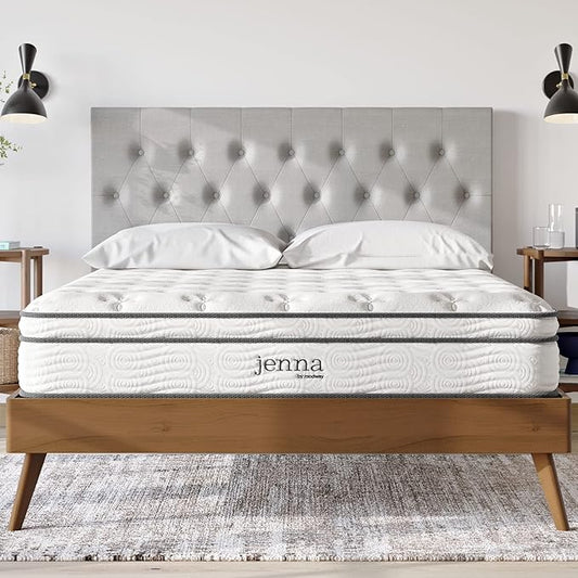 Modway Jenna 10” Innerspring and Memory Foam California King Mattress With Individually Encased Coils, White