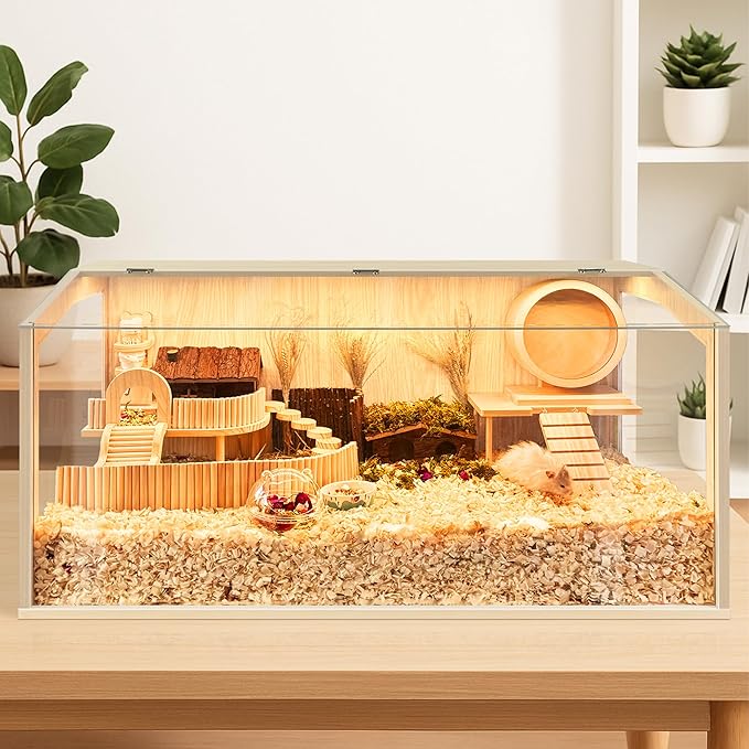 Prolee Hamster Cage Chew Proof, Guinea Pig Cages, Mice and Rat Habitat Openable Top, Hamster Habitat Solid Built-Mewly Pet