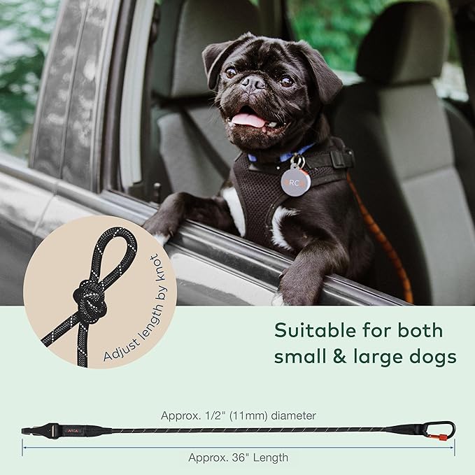 Dog Seat Belt for Car | Universal Dog Car Seatbelt | Durable Reflective Rope with Clip Hook Latch, Buckle and Alloy Carabiner- Safe and Secure Pet Safety Restraint-Mewly Pet