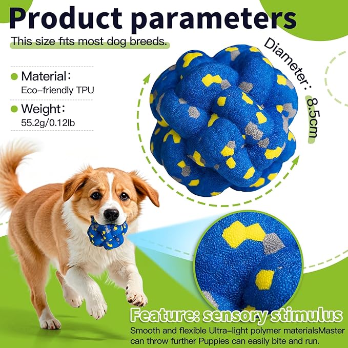 Upgrade Dog Balls Interactive Toys for Aggressive Chewers, Indestructible Tennis Durable Bouncy for Fetch Game, Lightweight Floating, Blue-Mewly Pet