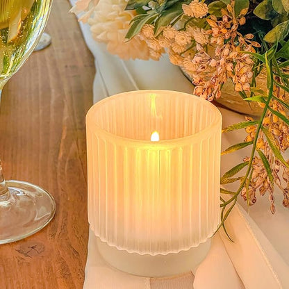 Kate Aspen Vintage Fluted Frosted Glass Tealight Votive Candle Holders (Set of 6), Rustic Decor, Boho Decorations, Shelf Decoration, Classic Look | Perfect Hostess Gift