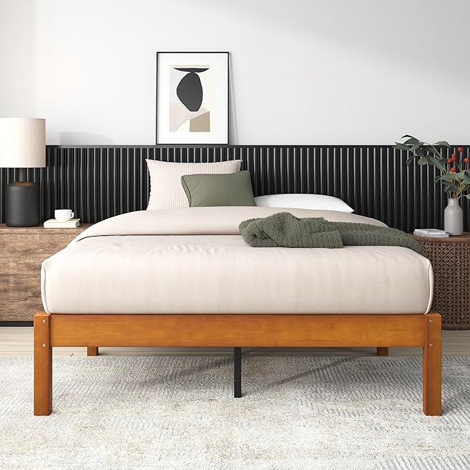 ZINUS Ellie 14 Inch Full Bamboo Platform Bed Frame, Wood Slat Support, No Box Spring Needed, Easy Assembly, Brown