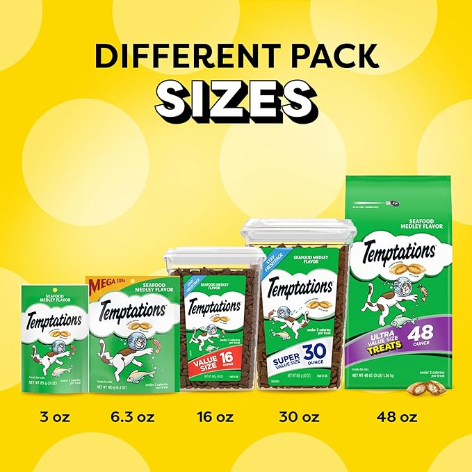 Temptations Classic Crunchy and Soft Cat Treats, Seafood Medley Flavor, 16 oz. Tub-Mewly Pet