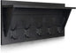 Wall Mounted Coat Rack Shelf, Rustic Wooden Country Style 24" Entryway Shelf with 5 Rustic Hooks Featuring Solid Pine Wood. Perfect Touch for Your Entryway, Mudroom, Kitchen, Bathroom and More, Black